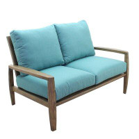 Rosecliff Heights Shivers Courtyard Teak Loveseat with Sunbrella Cushions