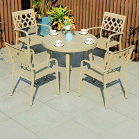 Wildon Home® Aluminum alloy patio dining table and chair set