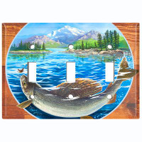 WorldAcc Metal Light Switch Plate Outlet Cover (Trophy Fishing Grayling Clear Water Lake - Single Toggle)