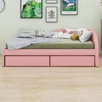 Red Barrel Studio Twin Size Upholstered Tufted Daybed With Two Drawers And Cloud Shaped Guardrail