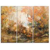 Made in Canada - Design Art Forest in Autumn Oil Painting - 3 Piece Painting Print on Wrapped Canvas Set
