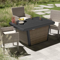 Wade Logan Baecher 24.61" H x 51.97" W Aluminum Outdoor Fire Pit Table with Lid