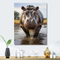 Ebern Designs Hippopotamus Mighty Hippo I - Hippopotamus Metal Wall Art Living Room