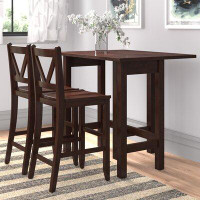 Three Posts Aitkin 3 - Piece Drop Leaf Solid Wood Dining Set