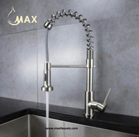 Pull-Out Spiral Flexible Kitchen Faucet 20 In Brushed Nickel Finish