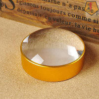 GN109 10X Domed Magnifying Glass 75Mm Golden Desktop Paperweight Magnifier Reading Aid For Small Fine Print,Newspaper,Bi