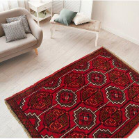 Isabelline One-of-a-Kind Hand-Knotted New Age 3'3" X 5'0" Wool Area Rug in Red