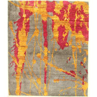 Isabelline One-of-a-Kind Hand-Knotted Orange/Yellow 8'3" x 9'10" Viscose Area Rug