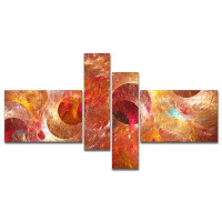 East Urban Home 'Red Yellow Circles Texture' Graphic Art Print Multi-Piece Image on Canvas