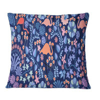 East Urban Home Tropical Plants With Flamingo In Indigo - Patterned Printed Throw Pillow