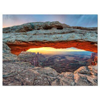 Design Art Sunrise at Mesa Arch in Canyon lands Landscape Photographic Print on Wrapped Canvas