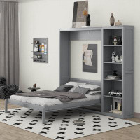 Hokku Designs Full Size Murphy Bed Wall Bed With Shelves