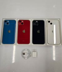 iPhone 13 128GB 256GB 512GB. (5G) CANADIAN MODELS NEW CONDITION WITH ACCESSORIES 1 YEAR WARRANTY INCLUDED
