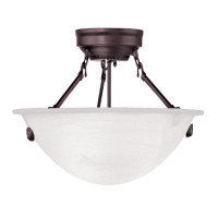 House of Hampton Oasis Lighting Lights - Contemporary Bronze Ceiling Mount Fixture With White Alabaster Glass