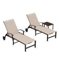 Red Barrel Studio Patio Chaise Lounge Set Outdoor Beach Pool Sunbathing Lawn Lounger Recliner Outside Tanning Chairs Wit
