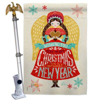 Breeze Decor Christmas Girl - Impressions Decorative Aluminum Pole & Bracket House Flag Set HS114120-BO-02