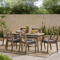 Longshore Tides Tata 7 Piece Dining Set with Cushions