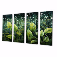 Design Art Ferns Plant Gossamer Veil II - Floral Canvas Print - 4 Panels