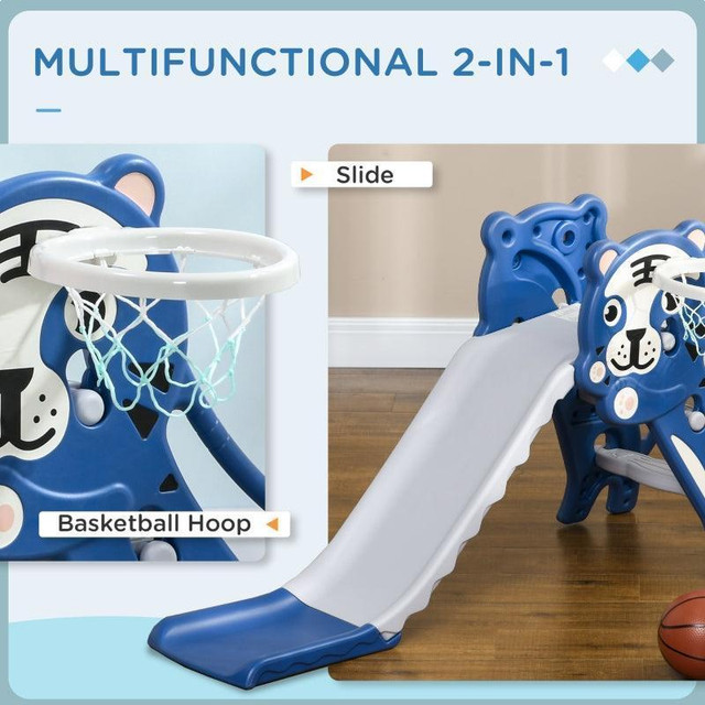 2 IN 1 SLIDE FOR TODDLERS, KIDS SLIDE PLAYSET WITH BASKETBALL HOOP FOR 18-36 MONTHS in Toys & Games - Image 4
