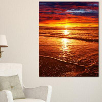 Made in Canada - Design Art Colourful Sunset Mirrored in Waters Modern Beach Photographic Print on Wrapped Canvas