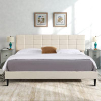 George Oliver Modern And Fashionable King Size Fabric Upholstered Platform Bed Frame With Wooden Slats And Metal Legs, F