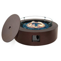 Latitude Run® Dailing 16.1'' H x 42'' W Cast Iron Propane Outdoor Fire Pit with Lid