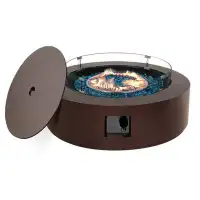 Latitude Run® Dailing 16.1'' H x 42'' W Cast Iron Propane Outdoor Fire Pit with Lid