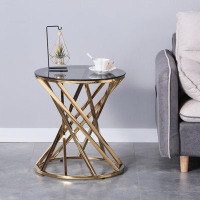 Mercer41 Pattie Modern Round Glass Top  Coffee Table End Table Side Table for Living Room Bedroom