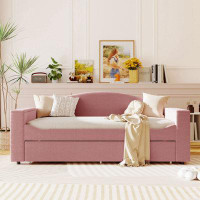 Wenty Upholstered Daybed With Storage Armrests, Trundle And Latest Integrated Bluetooth Audio System, Teddy Fleece, Beig