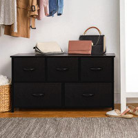 Ebern Designs Vidisha Black 5-Drawer Fabric Dresser: Versatile Storage Solution For Bedroom, Living Room, And Office