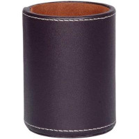 Ebern Designs 1PC Brown PU Leather Round Pencil Pen Cup Holder Stand Desk Organizer Desktop Stationery Container Accesso