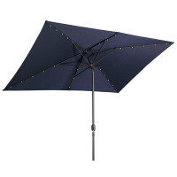 CASAINC 120" x 78" Rectangular Lighted Outdoor Market Umbrella