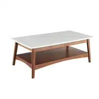 George Oliver Mid-Century Coffee Table Sintered Stone & Wooden Frame