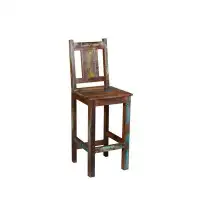 Loon Peak 48" Brown And Rustic Patina Reclaimed Wood Bar Height Chair