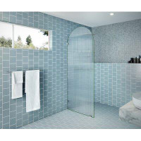 Glass Warehouse Maven 32 in. x 86.75 in. Fully Frameless Arched Fluted Single Fixed Shower Panel