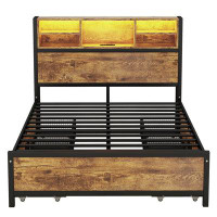 Ivy Bronx Metal Platform Bed With 4 drawers