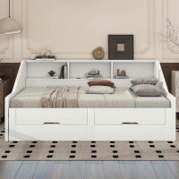 Red Barrel Studio Twin To King Size Daybed Frame With Bookcases, Two Drawers And Charging Design