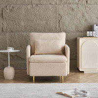 Mercer41 Modern Accent Chair, Sherpa Upholstered Cozy Comfy Armchair, Furry Reading Chair with Slim Armrest
