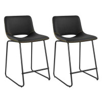 17 Stories Bar Stools Set Of 2 Dining Chairs Counter Pub Stools With Backrest Barstools 21"Height