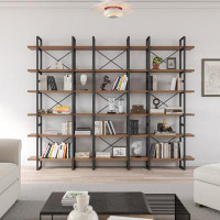 17 Stories Lotus Home Brown Walnut Colour 6 Tiers Display And Storage Room Divider Bookcase