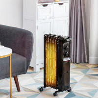 Costway Costway 1500w Oil Filled Heater Portable Radiator Space Heater W/adjustable Thermostat Black