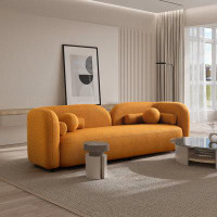 AllModern Katrien 93'' Japandi Style Luxury Modern Boucle Fabric Curvy Arm Couch