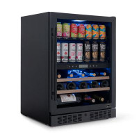 Newair Newair Wine and Beverage Refrigerator, 24 Bottles and 100 Cans, Dual Zone, Black Stainless Steel