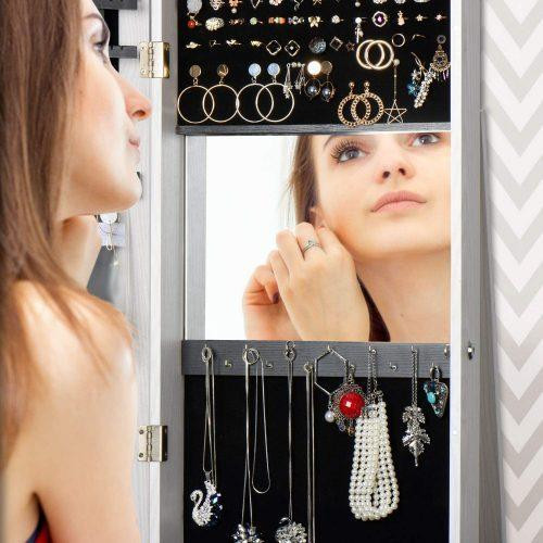 NEW JEWELRY ORGANIZER CABINET MIRROR 360 ROTATING ARMOIRE 122720 in Other in Alberta - Image 2