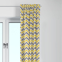Bacati Ikat Zigzag Curtain Panel, Grey/Yellow 42x 84 in.ONE PANEL AVAILABLE