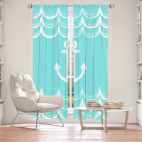 East Urban Home Lined Window Curtains 2-panel Set for Window Size Organic Saturation Anchor Waves Aqua