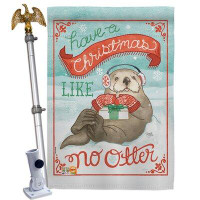 Breeze Decor Christmas Like No Otter - Impressions Decorative Aluminum Pole & Bracket House Flag Set HS114155-BO-02
