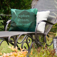 East Urban Home Explore Dream Discover Indoor/Outdoor Throw Pillow