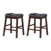 Winston Porter Upholstered Counter Height Stools Black and Cappuccino (Set of 2)