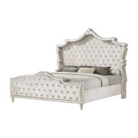 Rosdorf Park Upholstered Tufted Queen Bed Ivory And Camel